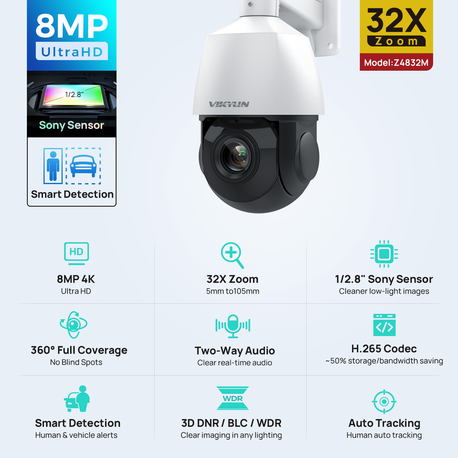 Vikylin 4K 8MP PTZ 32X Zoom 10 - Humidity Dome Kit ulasan dan harga